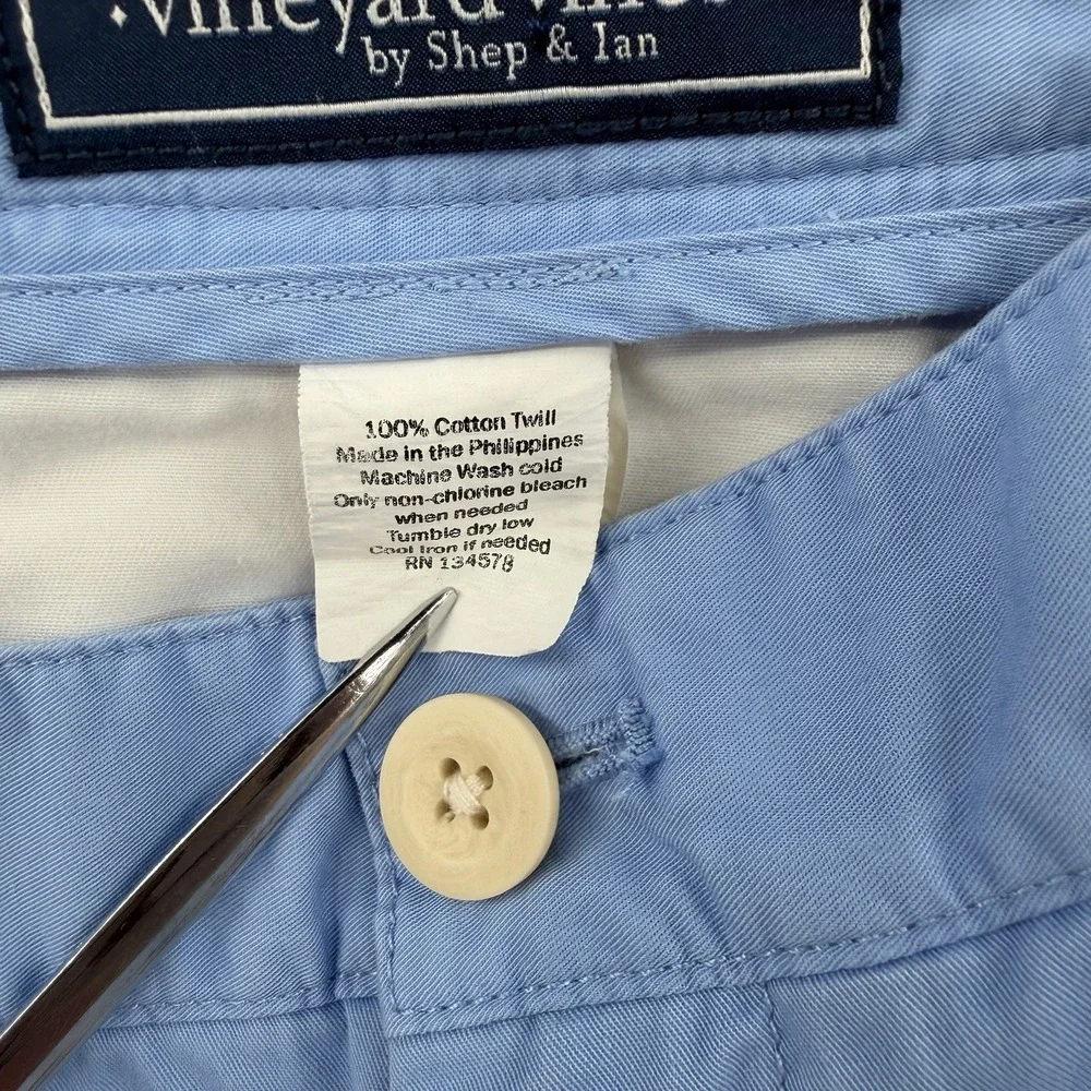 Vineyard Vines Shorts Mens 28x9 Light Blue Club Short Cotton Twill Preppy Beach